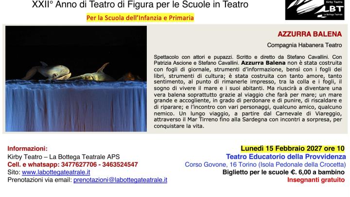 3.Spettacolo Azzurra Balena Scuole 16 Febbraio 2027 Torino