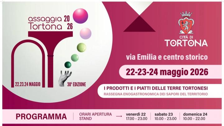 Logo a forma di arco e calice accostati, grafica con titolo e informazioni