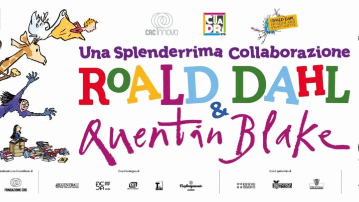 Titolo e particolari di illustrazioni di Quentin Blake per testi di Roald Dahl, con figure umane e animali