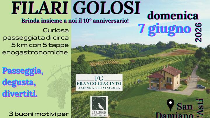 Particolare del pieghevole dell'evento Fotografia di colline con vigneti, titolo e informazioni
