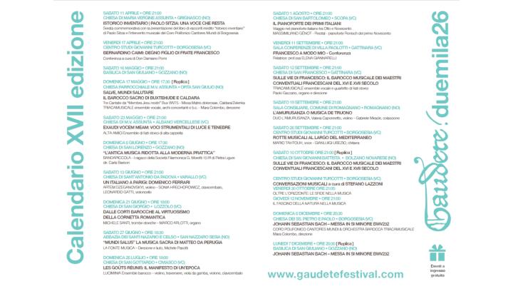 Programma 2026 del festival musicale Gaudete!