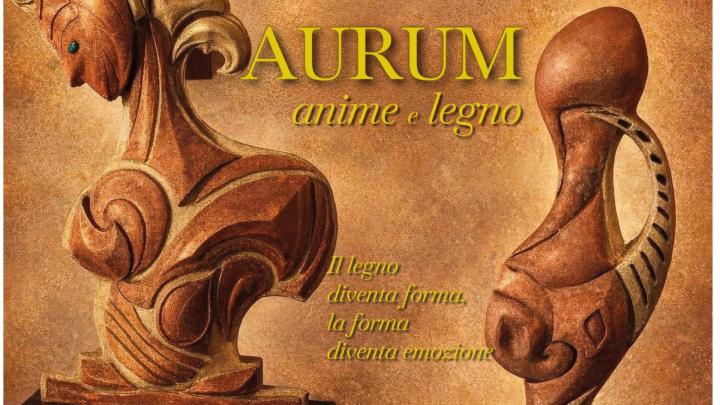 Partiolare della locandina della mostra dal sito turismo.comuneacqui.it Titolo e fotografia di sculture in legno con figure umane stilizzate