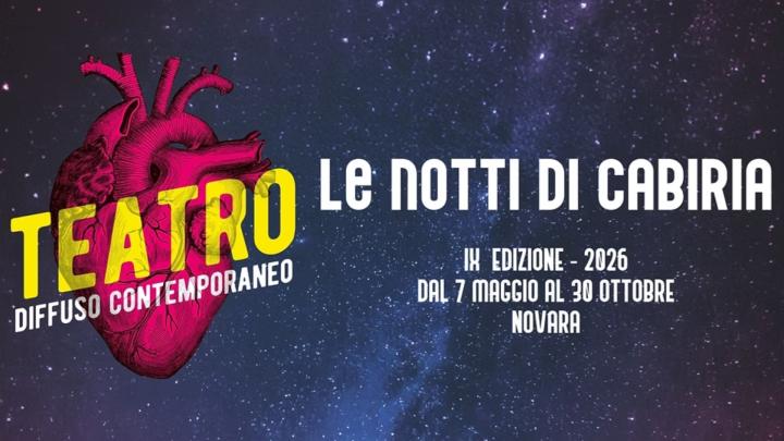 Banner della rassegna, dal sito www.cabiriateatro.com Grafica con illustrazione anatomica di un cuore, titolo e informazioni