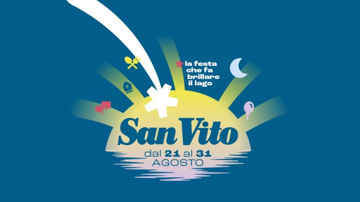 Logo della manifestazione dal sto www.sanvito-omegna.it Logo con titolo e illustrazione rappresentante fuchi artificiali sull'acqua
