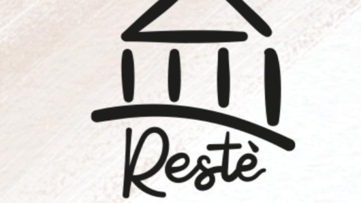 Logo dell'evento dal profilo Facebook "restenarrazioneterritoriale" Tempio stilizzato e titolo in cortivo