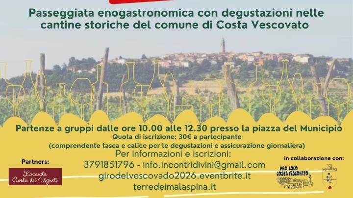 Borgo in collina e grafica con bottiglie, scritte in basso