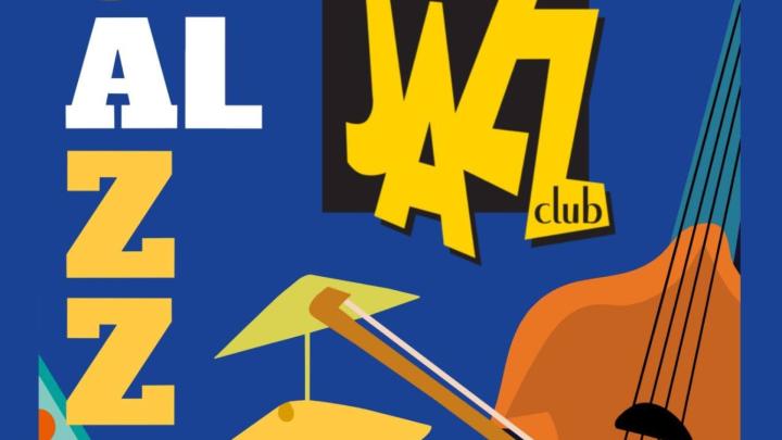 Grafica con logo e illustrazione con strumenti musicali